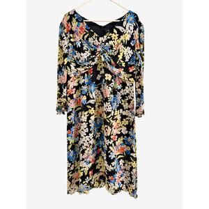 Shani Women’s 14 Floral Twist Bodice Flowy Midi Dress 3/4 Sleeves Career Party